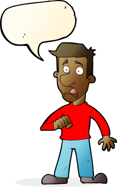 Bir insan tarafından çizilen konuşma baloncuğuyla adamı şok eden çizgi film.