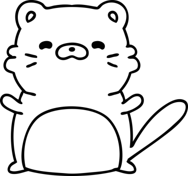 Bir insan tarafından çizilmiş küçük sevimli bir kedi çizimi.