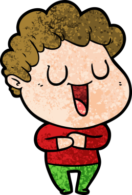 Bir insan tarafından çizilmiş gülen karikatür adam.