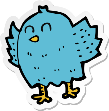 Bir insan tarafından çizilmiş çizgi film kuşunun çıkartması.