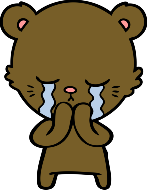 Bir insan tarafından çizilmiş ağlayan çizgi film ayısı.