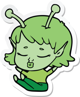 Bir insan tarafından çizilmiş şirin bir uzaylı kız karikatürü.