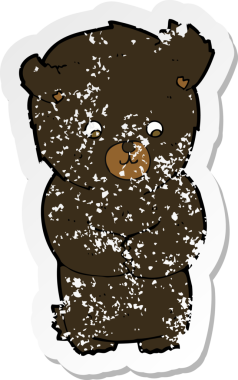 Bir insan tarafından çizilmiş sevimli bir çizgi film kara ayısının gerilimli çıkartması.