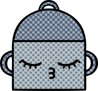 Bir insan tarafından çizilmiş yemek tenceresinin çizgi romanı.