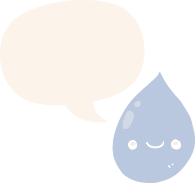 bir insan tarafından çizilmiş retro biçiminde konuşma baloncuklu çizgi film yağmur damlası