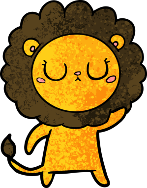 Bir insan tarafından çizilmiş çizgi film aslanı.