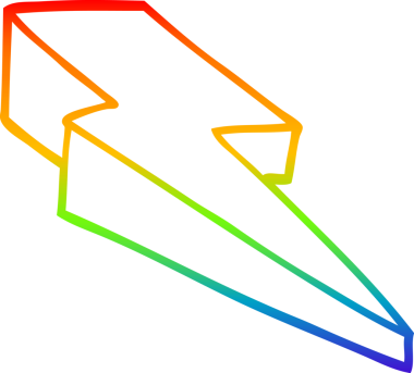 Bir insan tarafından çizilmiş karikatür desenli bir yıldırım çizimi.