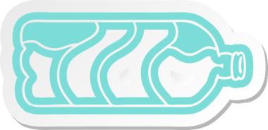 Bir insan tarafından çizilmiş bir soda şişesinin karikatür etiketi.