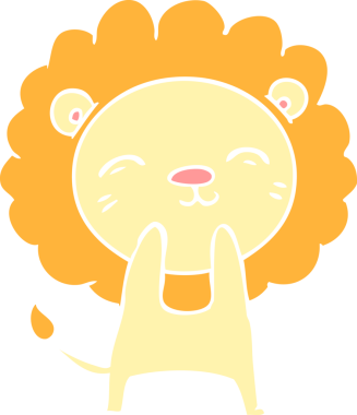 Bir insan tarafından çizilmiş düz renkli çizgi film aslanı