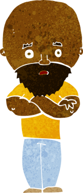 Bir insan tarafından çizilmiş sakallı, kel bir adam.