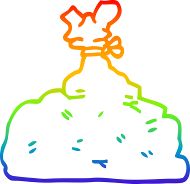 gökkuşağı gradyan çizgi çizimi bir insan tarafından çizilmiş çöp torbası