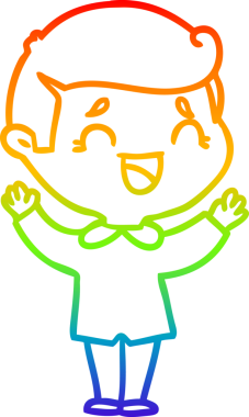 Gökkuşağının gradyan çizimi bir insan tarafından çizilmiş gülen bir adamın çizimi.