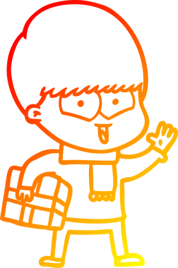 Bir insan tarafından çizilen mutlu bir çocuğun sıcak çizgi çizimi.