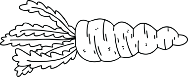 Bir insan tarafından çizilmiş garip çizgi film havucu.