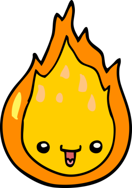 bir insan tarafından çizilmiş çizgi film alevi