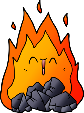 Bir insan tarafından çizilen yanan kömür çizgi filmi