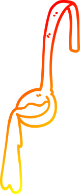 Bir insan tarafından çizilmiş bir yemek kepçesinin sıcak çizgi çizimi