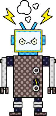 bir insan tarafından çizilmiş bir robotun çizgi roman tarzı