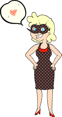 Bir insan tarafından çizilmiş maske takan serbest çizilmiş çizgi roman konuşma balonu kadın.