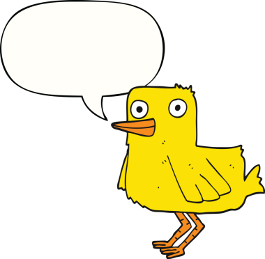 Bir insan tarafından çizilmiş konuşma balonlu ördek.