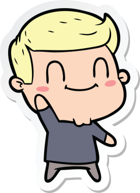 Bir insan tarafından çizilmiş mutlu bir adamın çıkartması.