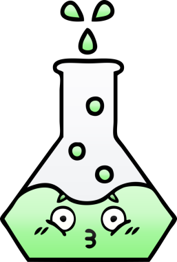 Bir insan tarafından çizilmiş bir deney şişesinin gölgelenmiş gölgesi.