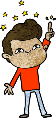 Bir insan tarafından çizilmiş heyecanlı bir çizgi film.