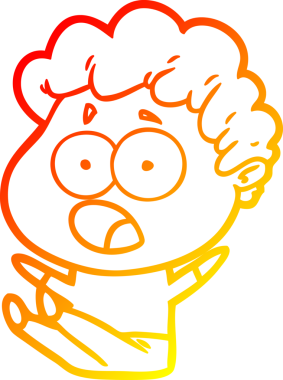 Bir insan tarafından şaşırtılarak çizilen çizgi film karakterinin sıcak çizgi çizimi.