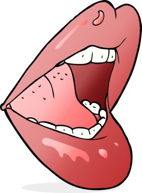 Bir insan tarafından çizilmiş açık ağız çizgi filmi.