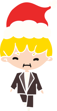 Bir insan tarafından çizilmiş Kawaii çocuğunun el çizimi Noel karikatürü.