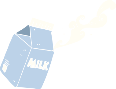 Bir insan tarafından çizilmiş süt kutusunun düz renk çizimi