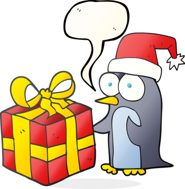 Bir insan tarafından çizilmiş serbest konuşma balonu karikatürü noel pengueni
