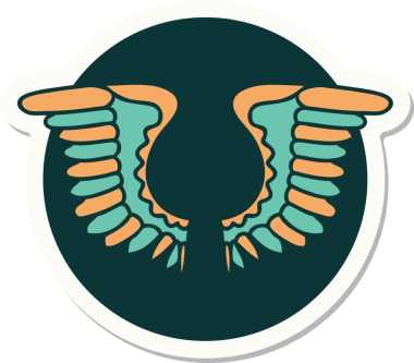 Bir insan tarafından çizilmiş geleneksel bir kanat dövmesi.