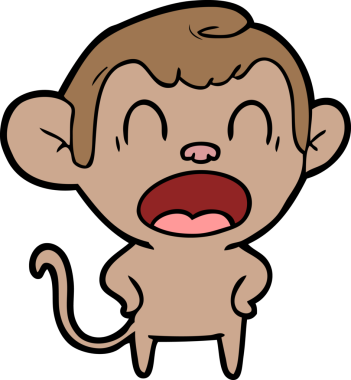 Bir insan tarafından çizilmiş bağıran çizgi maymun.