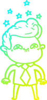 Bir insan tarafından çizilmiş, heyecanlı bir çizgi film çizimi.