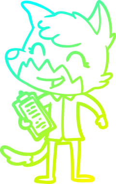 Bir insan tarafından çizilmiş mutlu bir tilkinin soğuk çizgi çizimi.