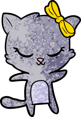 Bir insan tarafından çizilmiş sevimli çizgi film kedisi.