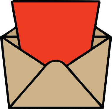 Bir insan tarafından çizilmiş garip bir karikatür mektup ve zarf.