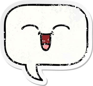 Bir insan tarafından çizilmiş şirin bir karikatür konuşma balonunun sıkıntılı çıkartması.