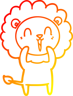 Bir insan tarafından çizilmiş gülen aslan karikatürü.