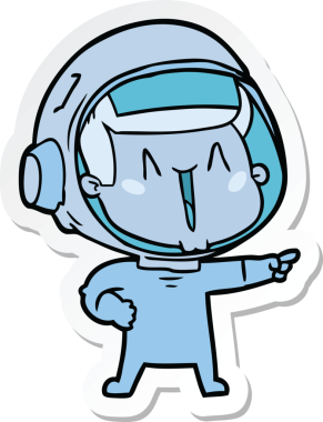 Bir insan tarafından çizilmiş mutlu bir astronotun çıkartması.
