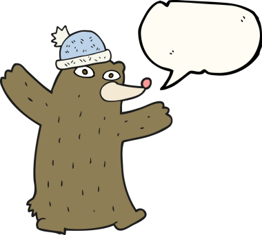 Bir insan tarafından çizilmiş serbest konuşma balonu çizgi film ayısı şapkası.