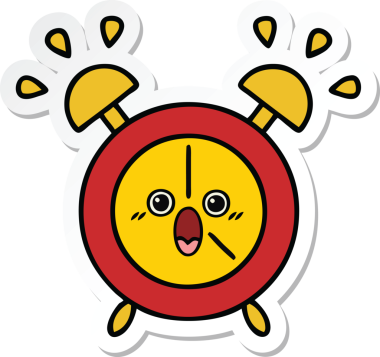 Bir insan tarafından çizilmiş şirin bir çizgi film çalar saatinin çıkartması.