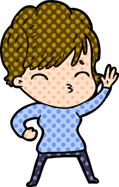 Bir insan tarafından çizilmiş bir çizgi film kadını.