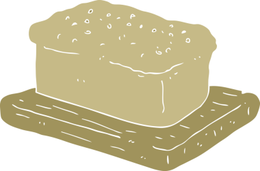 Bir insan tarafından çizilmiş bir somun ekmeğin düz renk çizimi