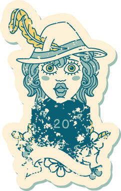 Bir insan tarafından çizilmiş 20 zarlı Retro Dövme Tarzı insan ozanı