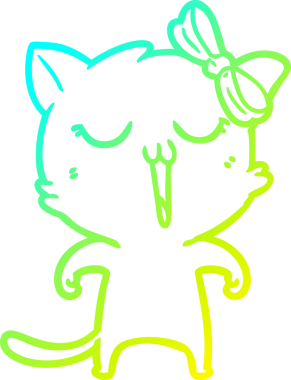 Bir insan tarafından çizilen çizgi film kedisinin soğuk gradyan çizgisi.