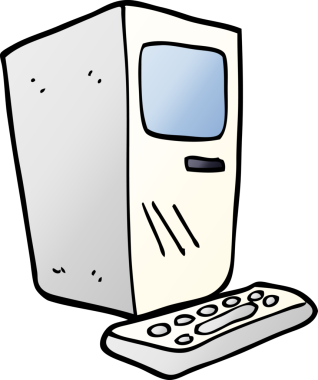 Bir insan tarafından çizilmiş karalama ofis bilgisayarı.