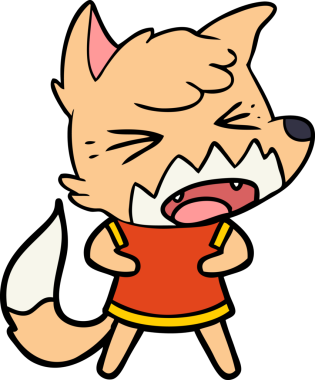 Bir insan tarafından çizilmiş kızgın çizgi film tilkisi.