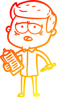 Bir insan tarafından çizilmiş, yorgun bir adamın çizgi çizimi.